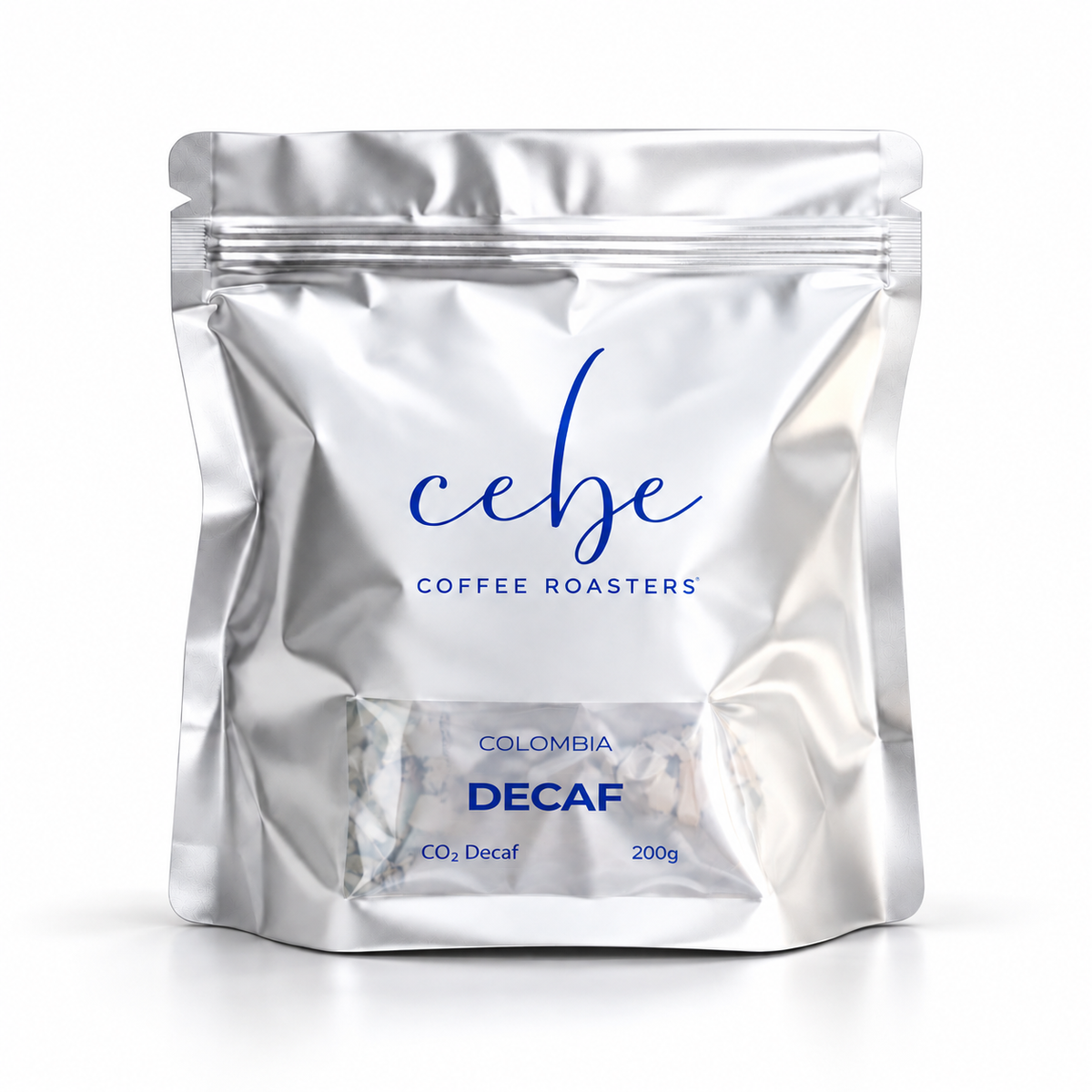 Decaf Colombia, 200 g bag, front