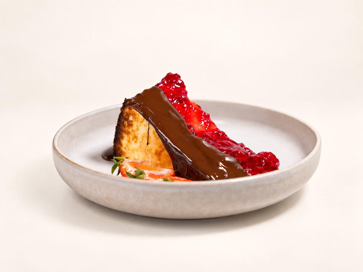 San Sebastián cheesecake, Chocolate & raspberry