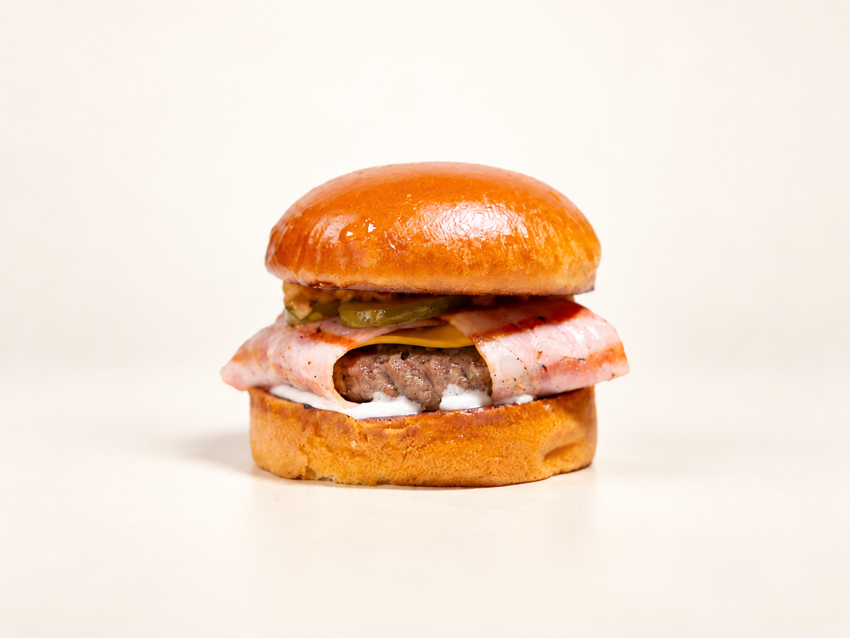 Poultry bacon burger