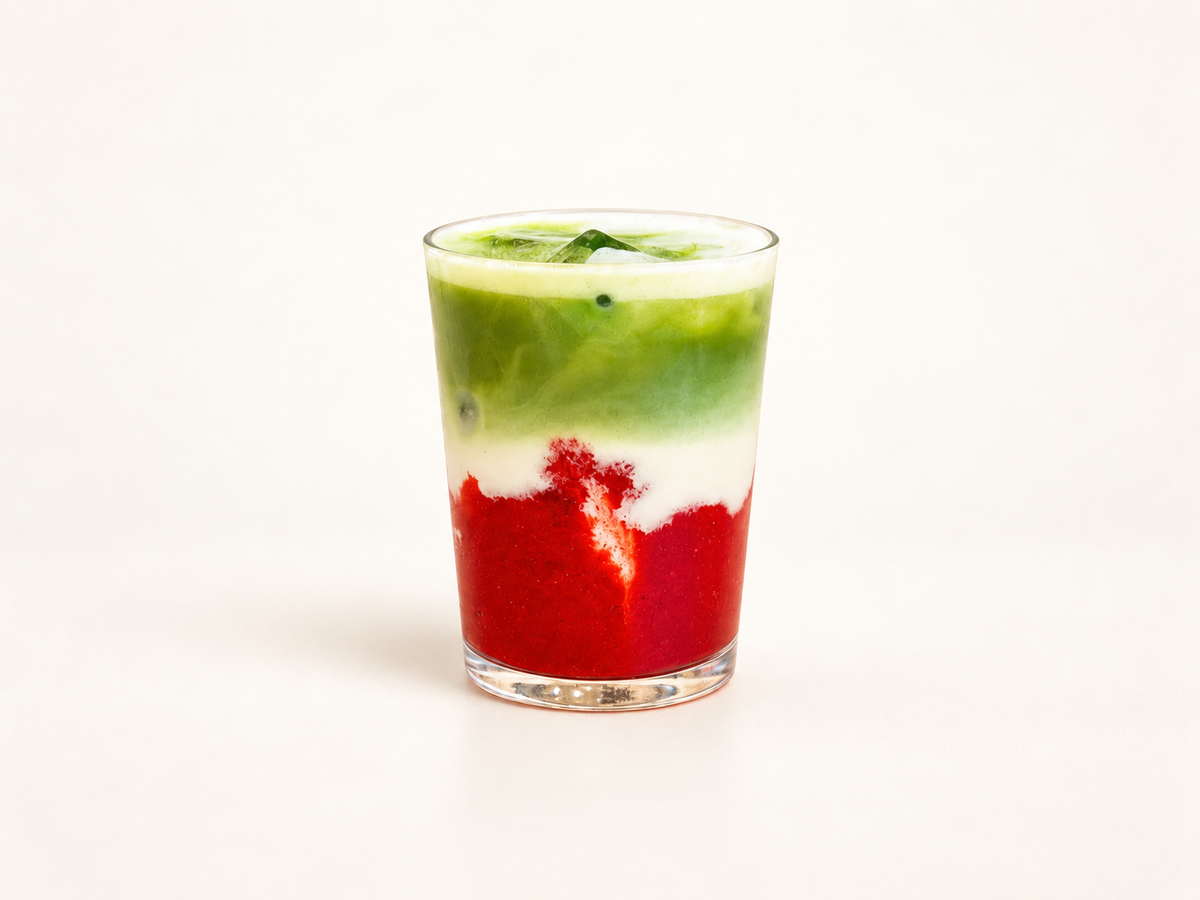 Iced strawberry matcha