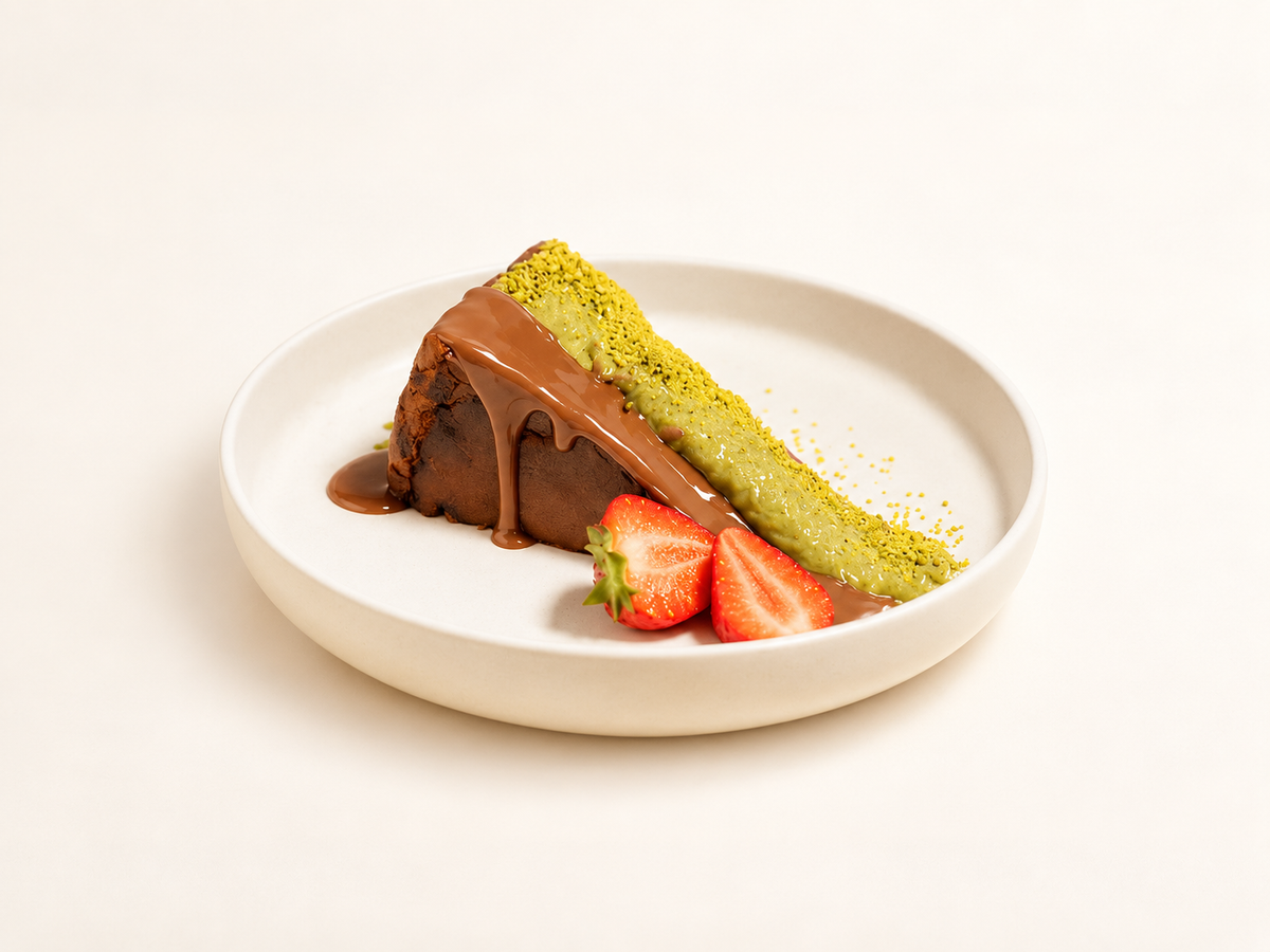 San Sebastián cheesecake, Pistachio & kadayif